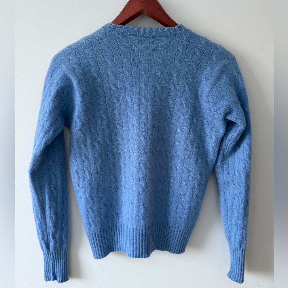 Polo Ralph Lauren 100% Cashmere EUC Cable Knit Sweater Litchfield Blue Size L - Picture 9 of 15